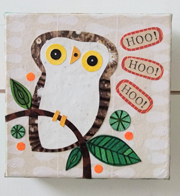 Little Hoo Hoo 6x6" Original Collage