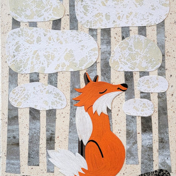 Winter Fox 12x16" Original Collage