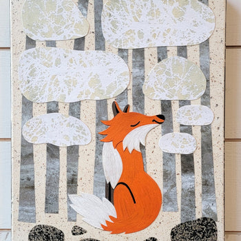 Winter Fox 12x16" Original Collage