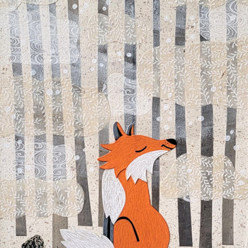 Winter Fox 11x14" Original Collage