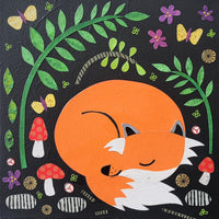 Napping Fox 10x10" Original Collage