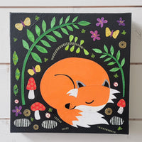 Napping Fox 10x10" Original Collage