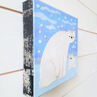 Polar Bear and Cub 8x8" Original Collage